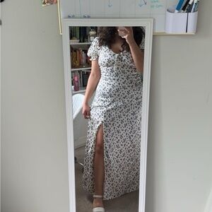 Francesca’s Silky Floral Black & White Maxi Dress